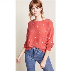 Wildfox Red Starry Stars Jumper Pullover Sweatshirt Top XS